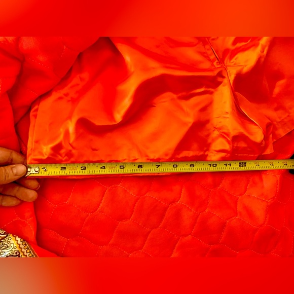 NWT! VTG 70s Maxi Skirt Attached Shorts Hot Pants Quilted Orange Psychedelic - Picture 11 of 14